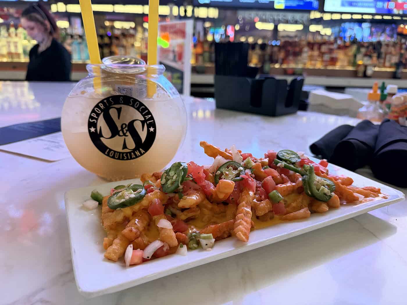 Loaded Nacho Fries and sharable cocktail The Crush