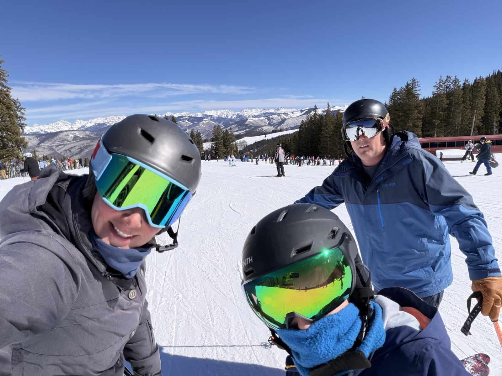 Family snow skiing