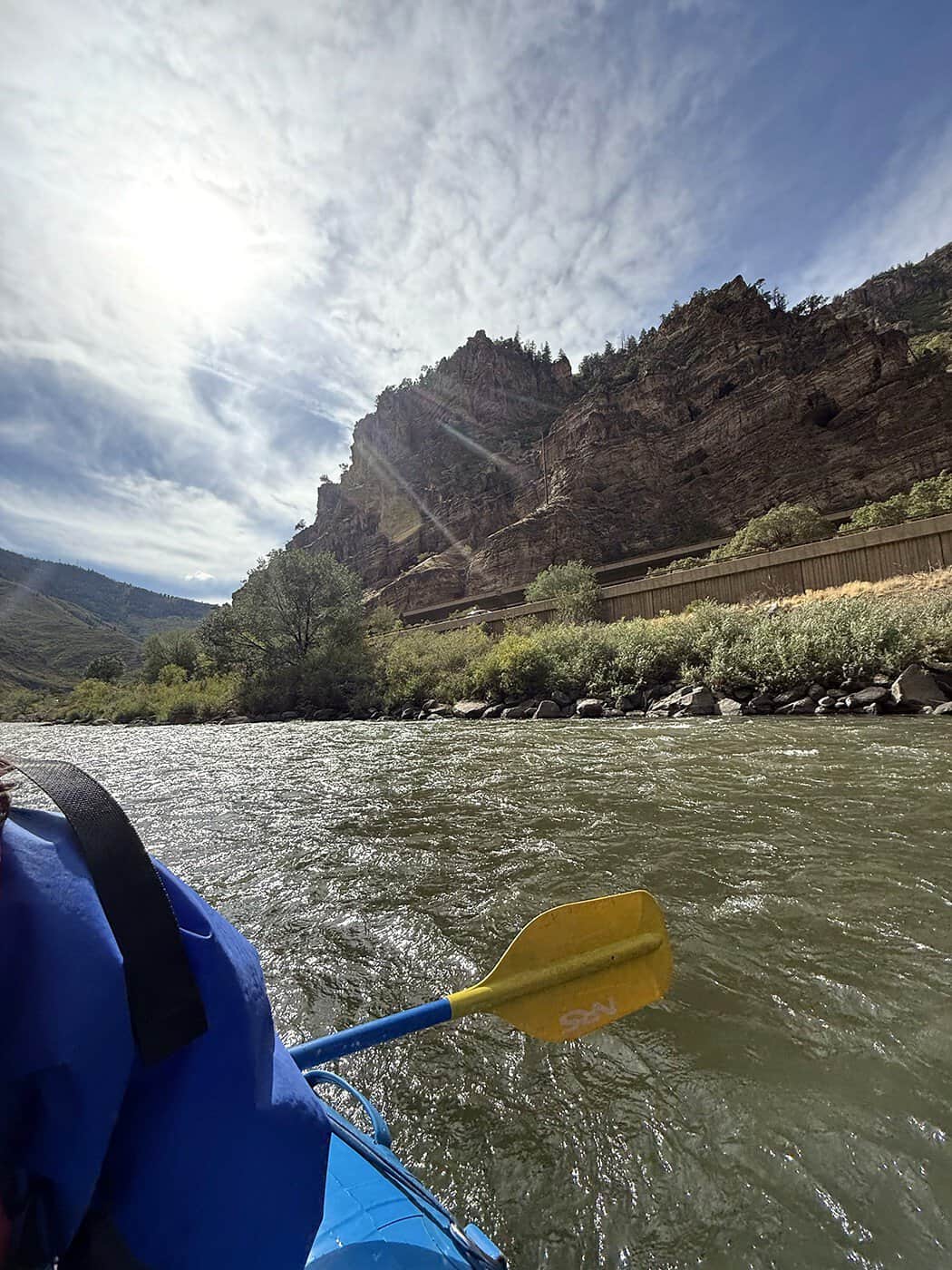 A raft in a river